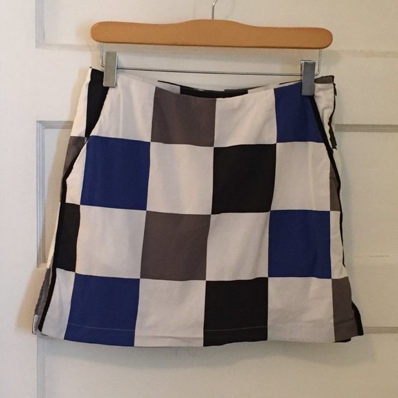 Golftini "Hollywood Squares" blue black white cotton stretch skort - size 2 - Picture 4 of 12